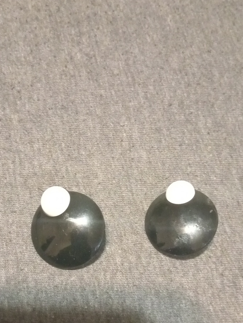 Round Black and White Clip-On Earrings